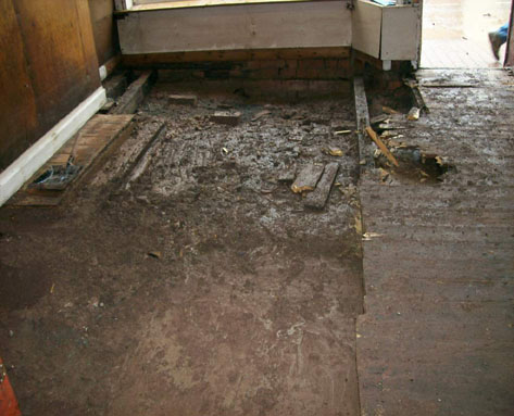 The floor of the shop had to be removed